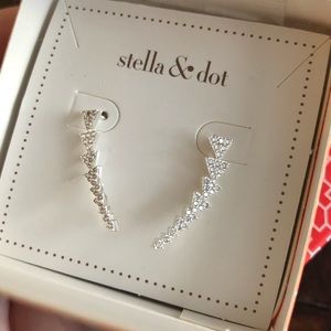 Stella & Dot Silver Pave Triangle Ear Climbers